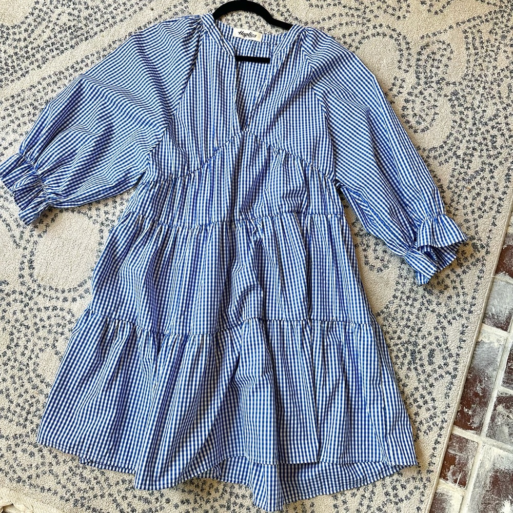 Blue and White Gingham Dress